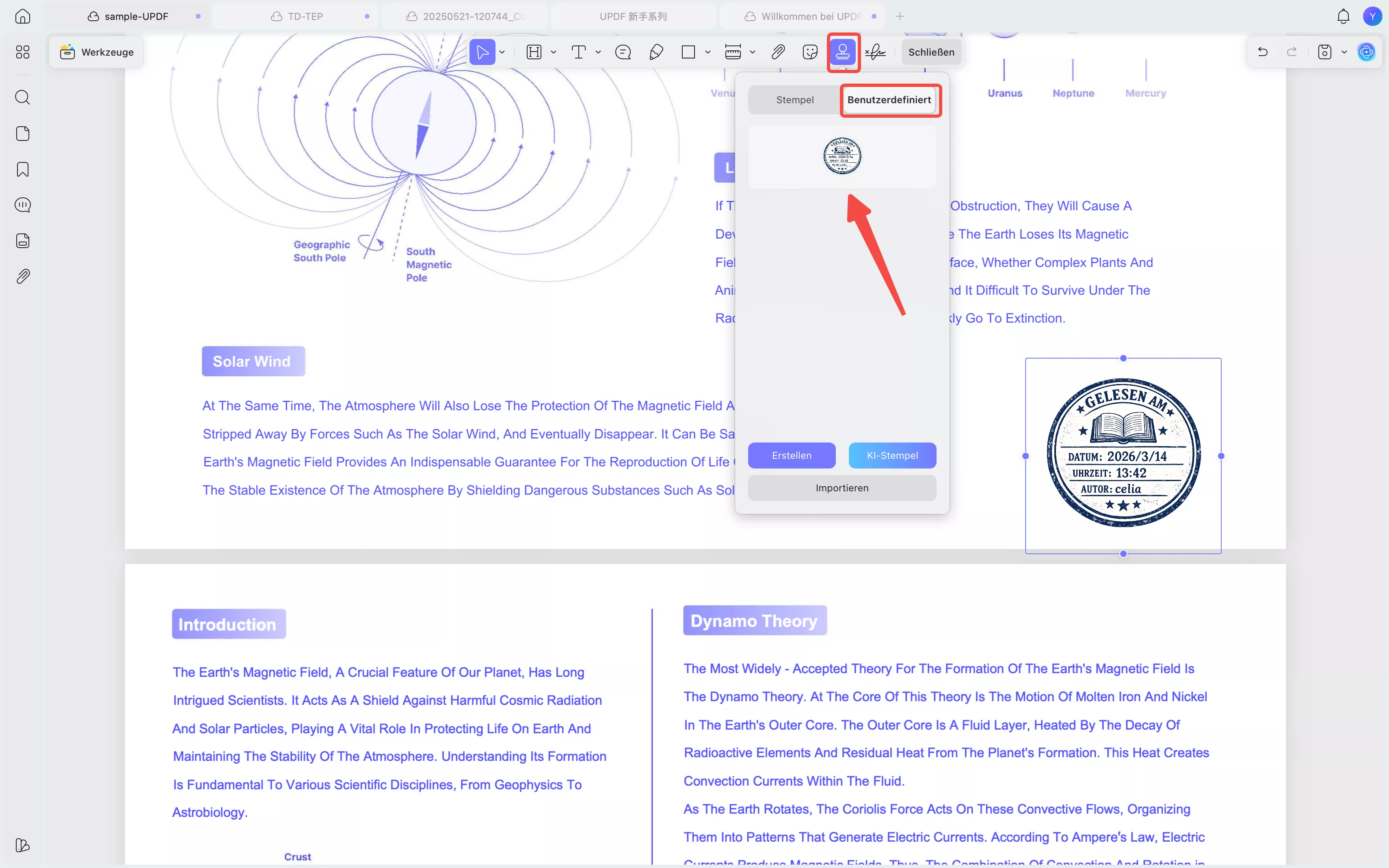AI-Stempel unter „Benutzerdefiniert“ im Stempelmenü anzeigen