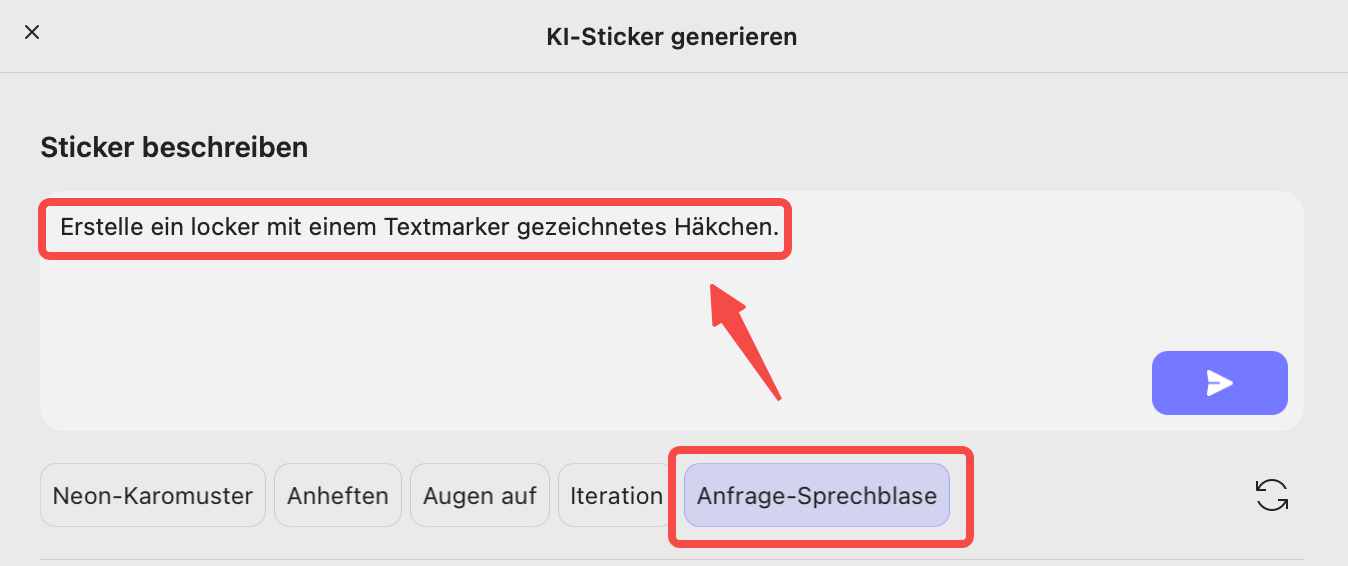 Beschreibung eines vordefinierten Stickers hinzufügen