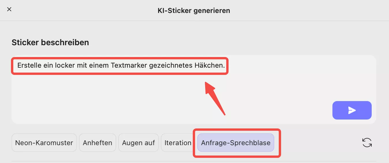 Beschreibung eines vordefinierten Stickers hinzufügen