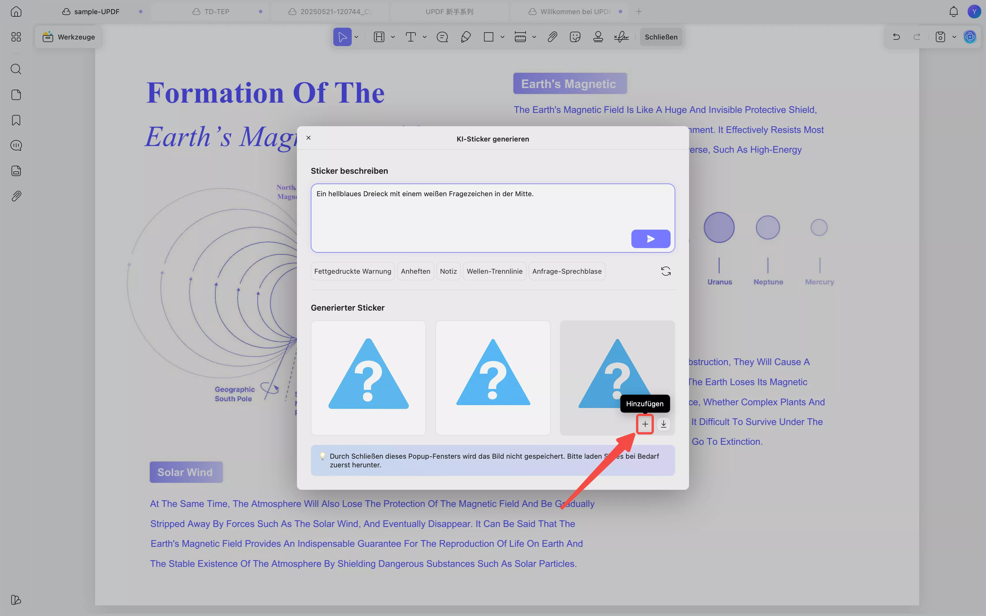 Klicken Sie auf die Schaltfläche „Hinzufügen“