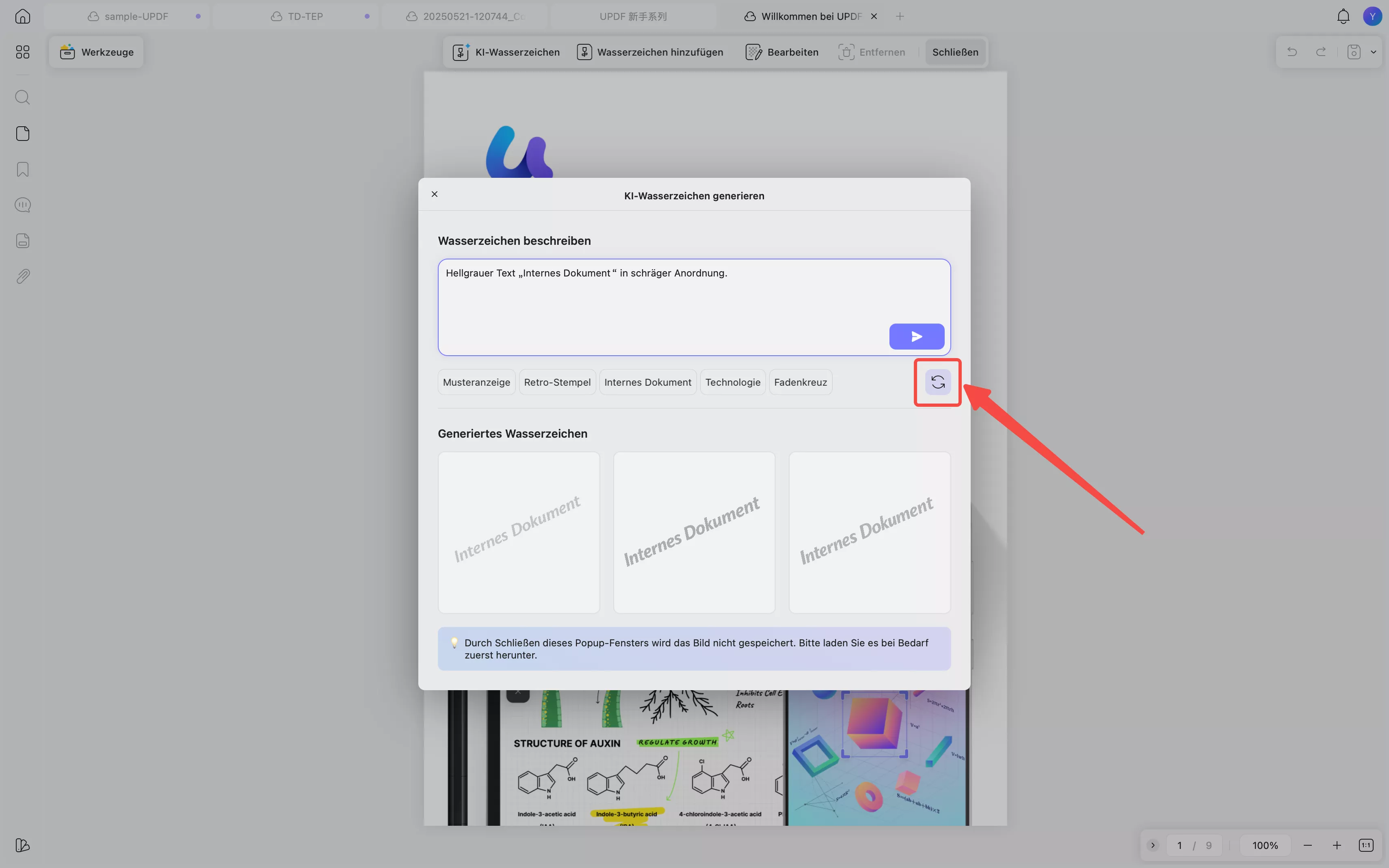 Klicken Sie auf „Aktualisieren“