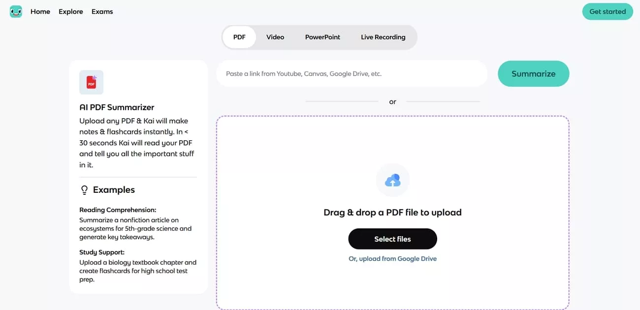 summarize pdf file know ai online