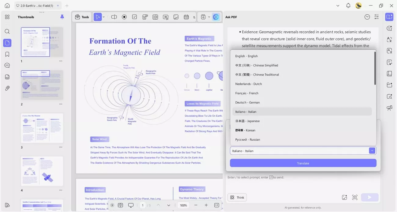 translate pdf pages 26 languages updf