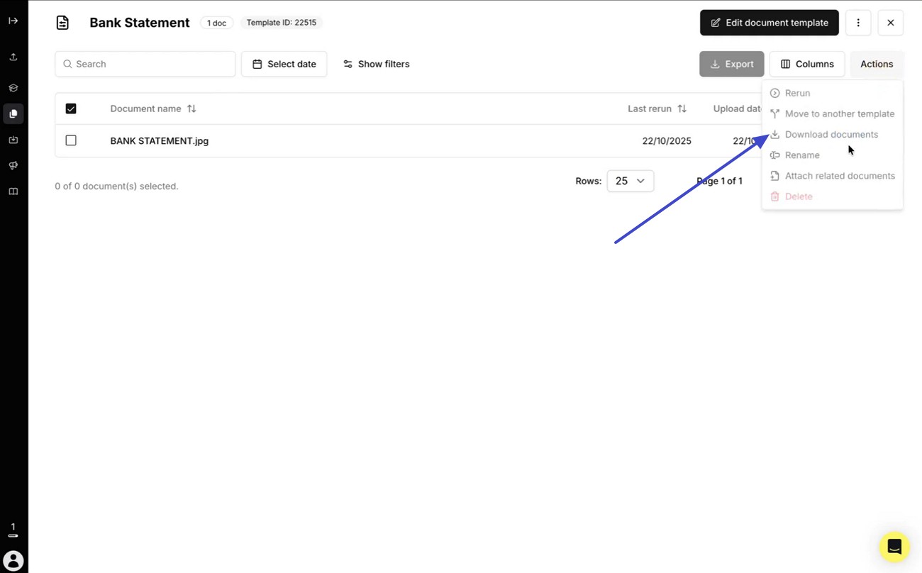 download the document with extracted information