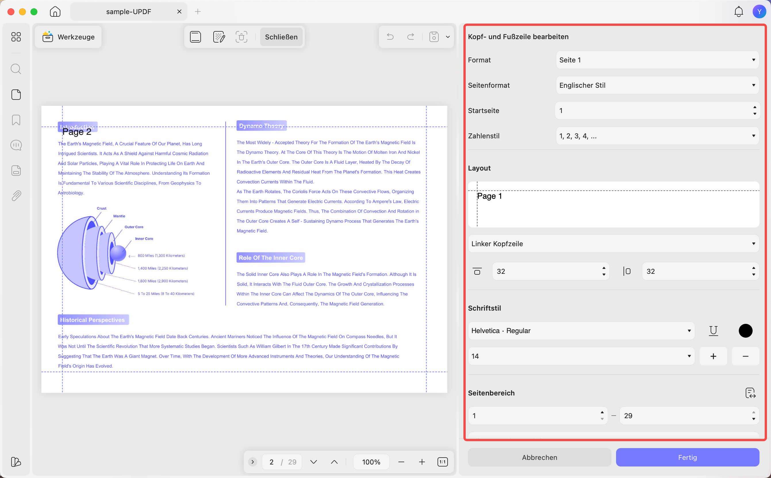 PDF mit Seitenzahlen drucken