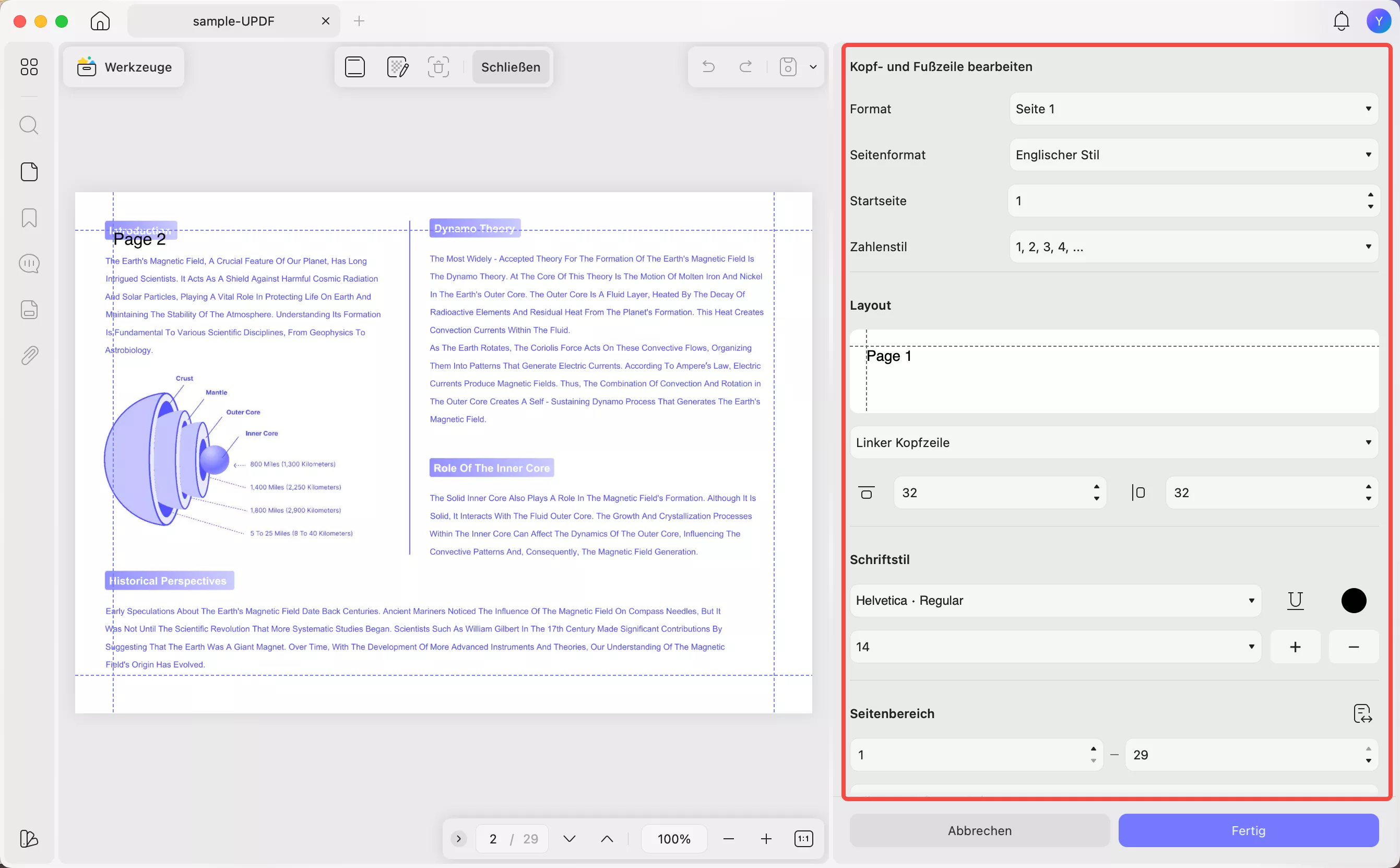 PDF mit Seitenzahlen drucken
