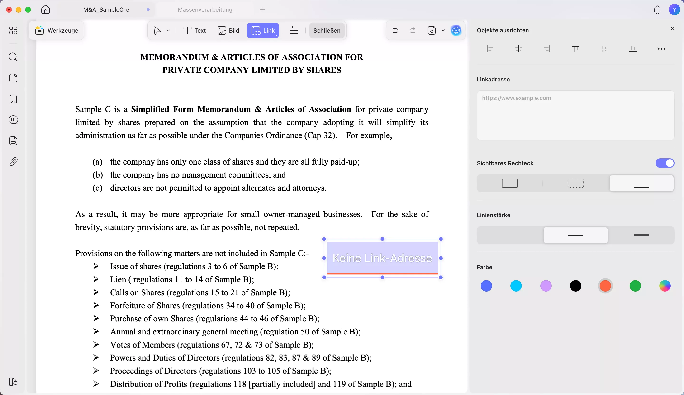 Links zu beruflichen Profilen in Memos einfügen