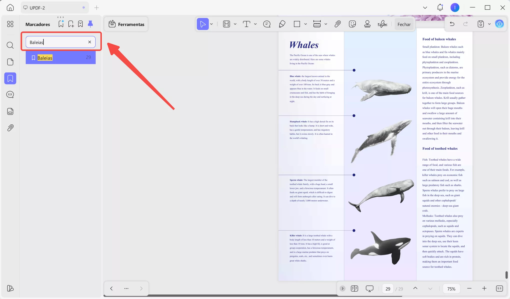 procurar um marcador 