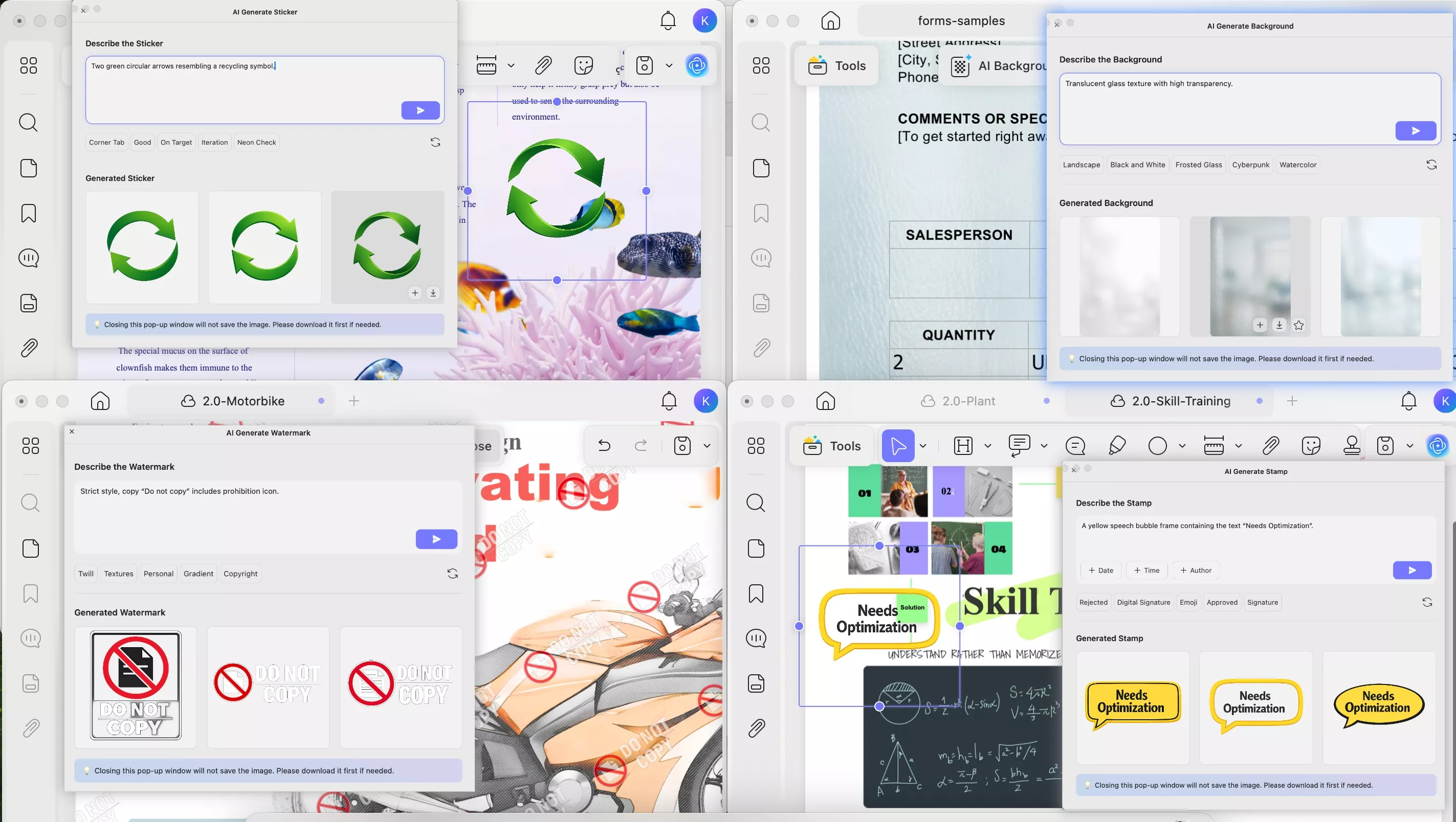 updf ai background, sticker, watermark and stamp agents