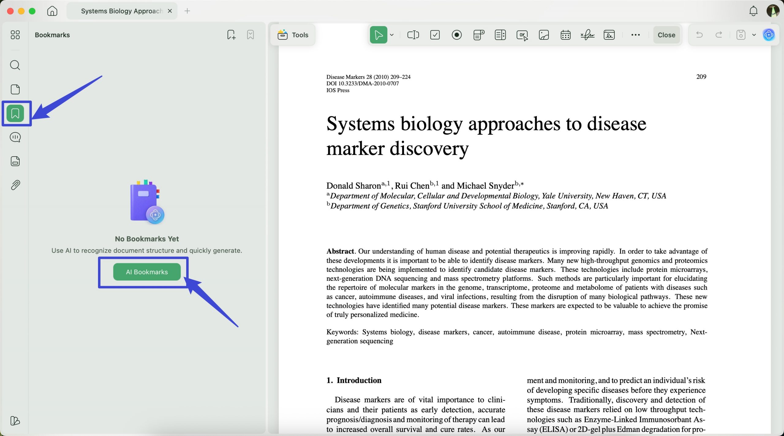 ماك updf ai إنشاء إشارات مرجعية