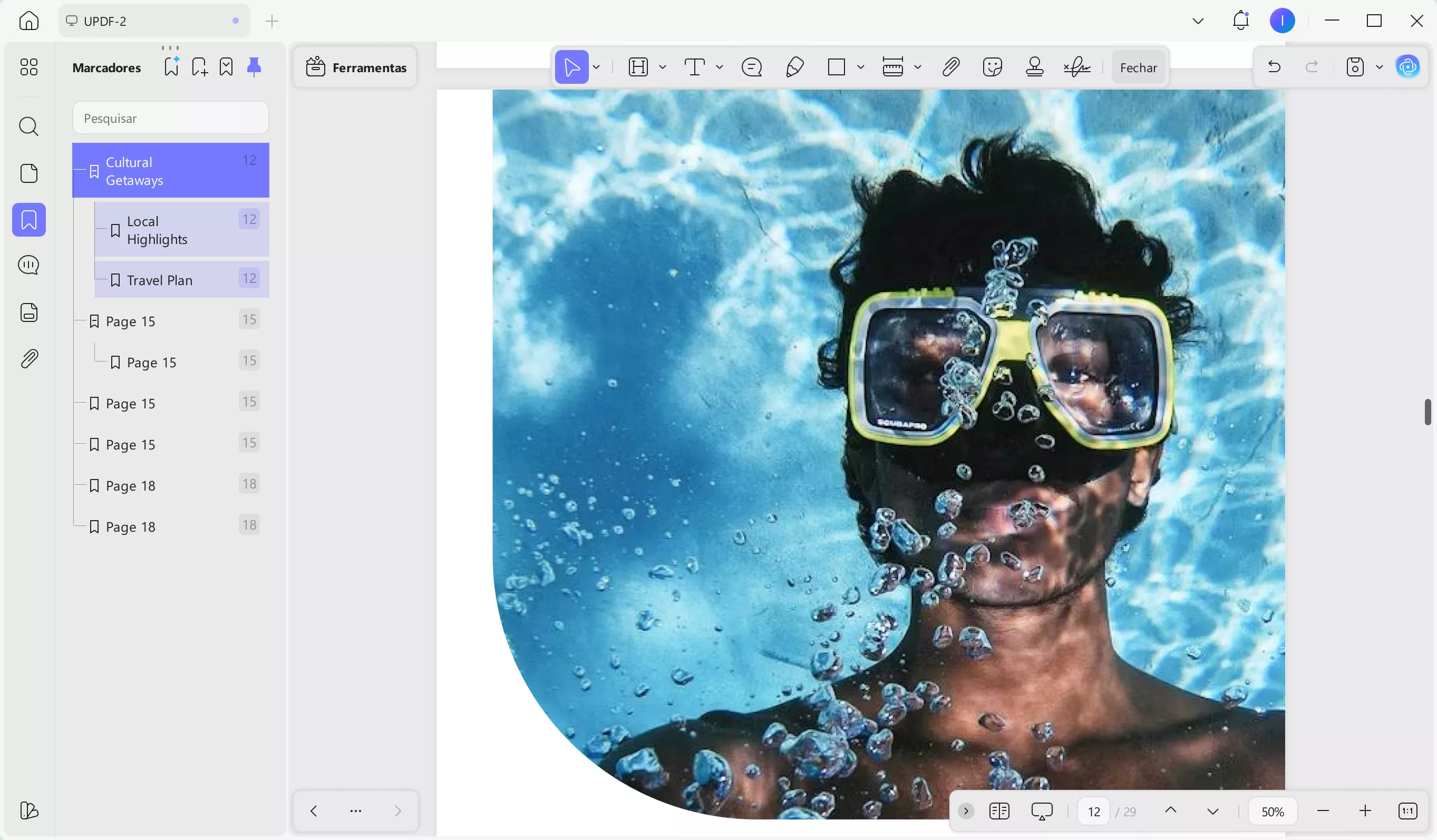 Gerar marcadores automáticos no UPDF