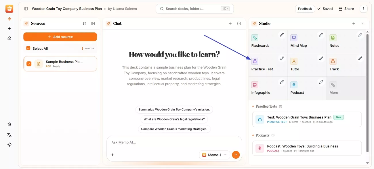 creating practice test learning purpose