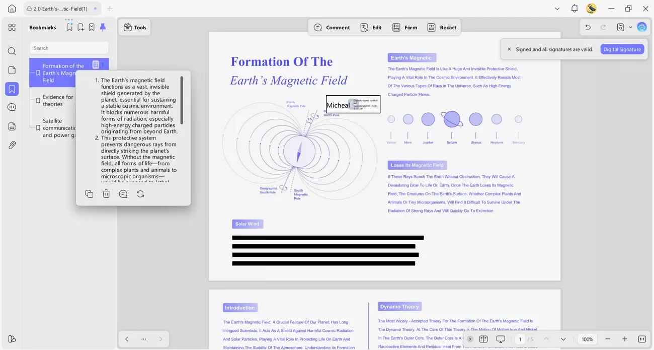 generate bookmarks outline dedicated section summary