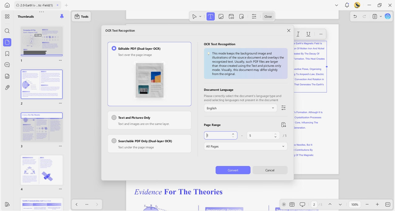 perform ocr for scanned unreadable pdf