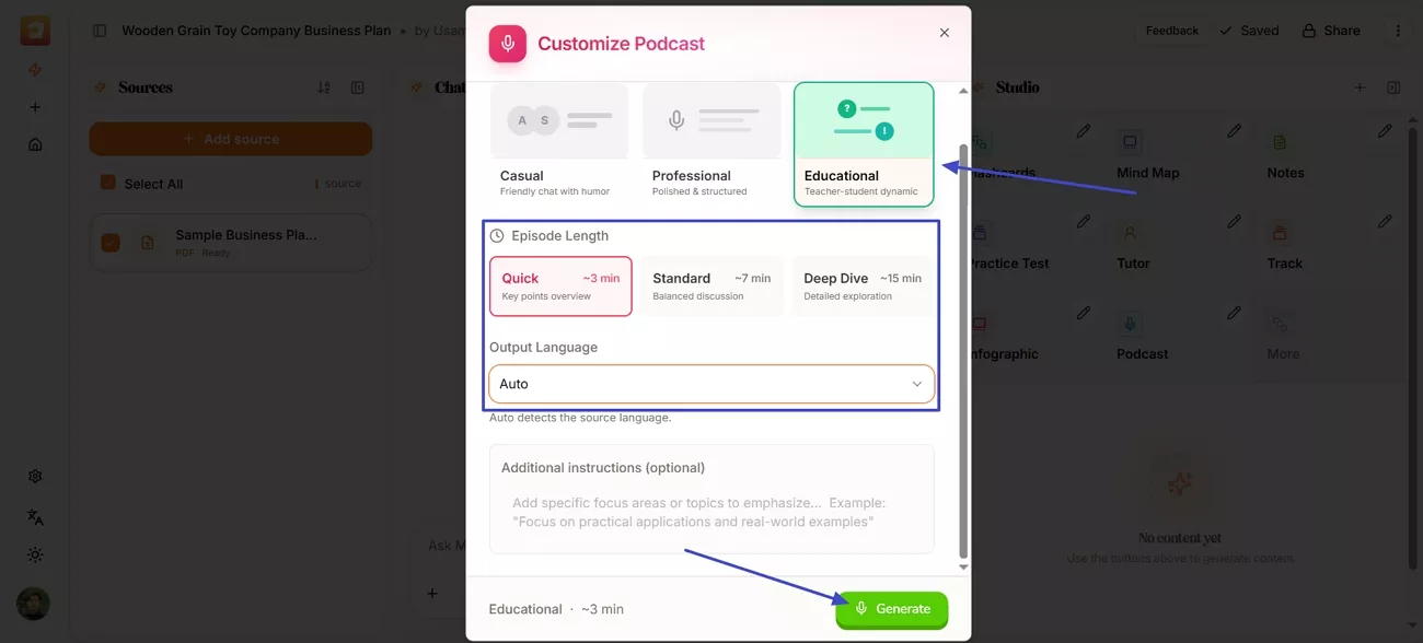 customize targeted podcast settings