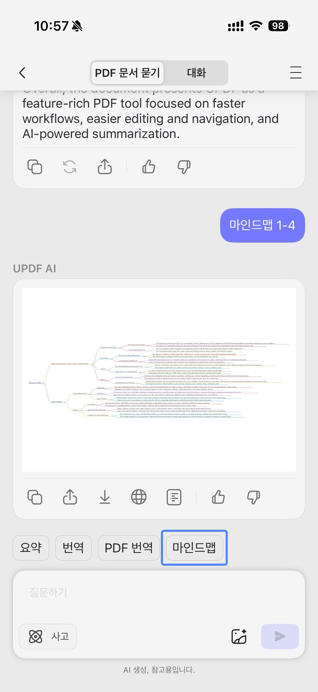 ios updf ai generate mind map