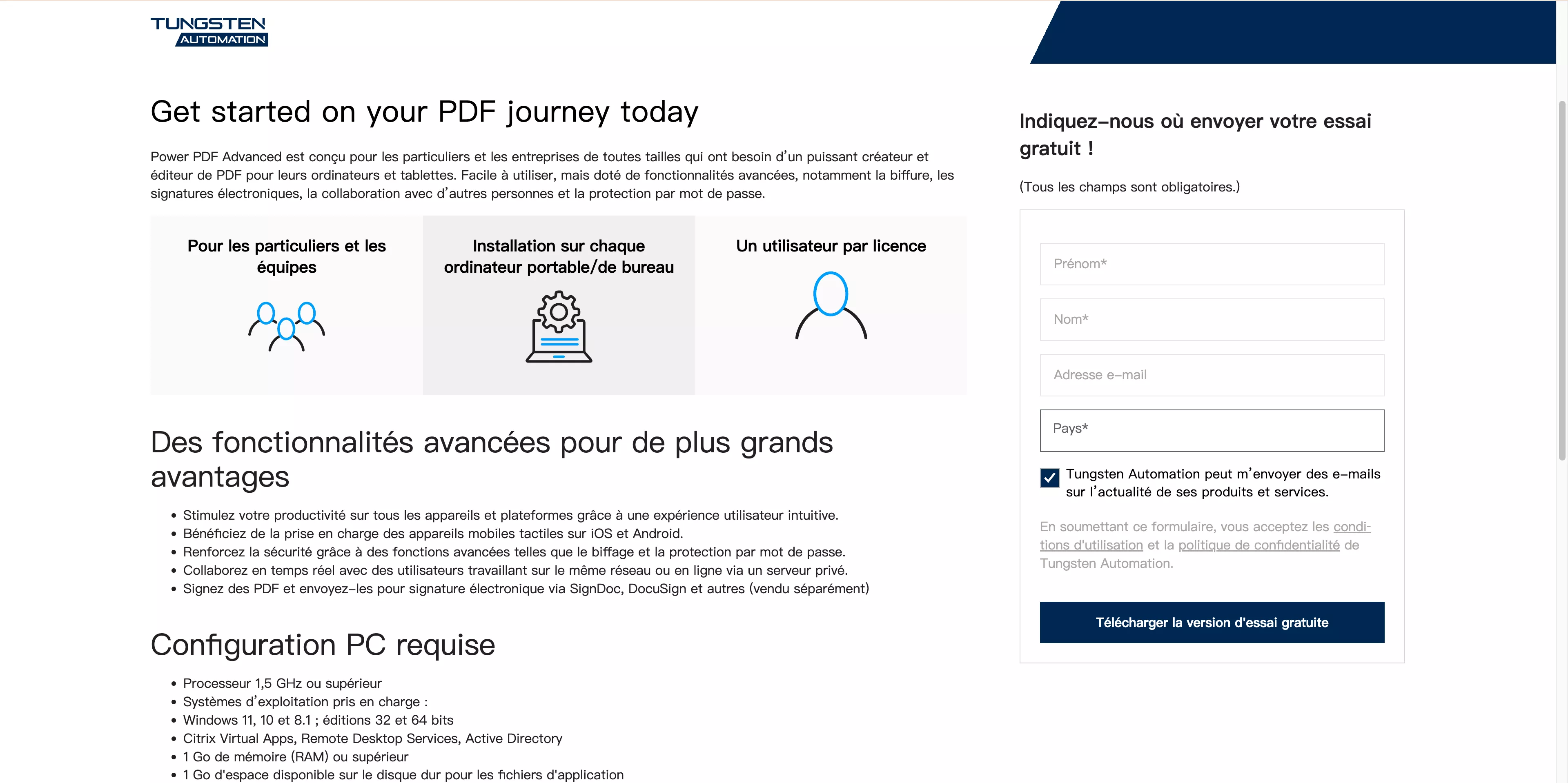 Remplissez le formulaire pour obtenir un essai gratuit de Nuance PDF Editor