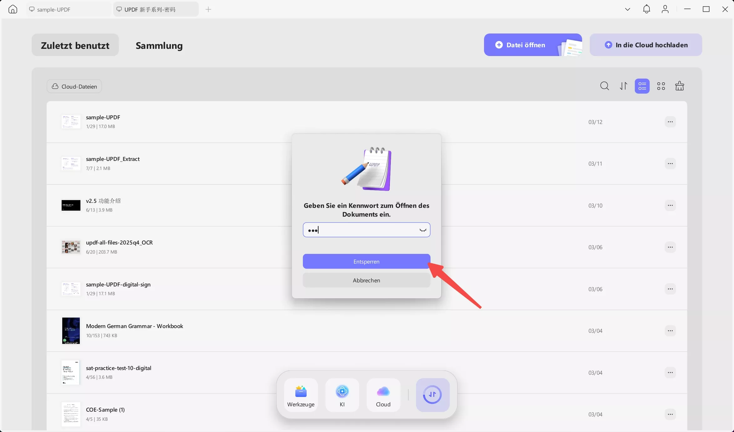 Geschützte PDF-Datei entsperren