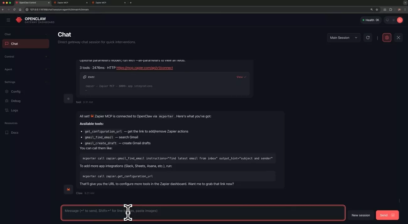  test zapier tasks openclaw