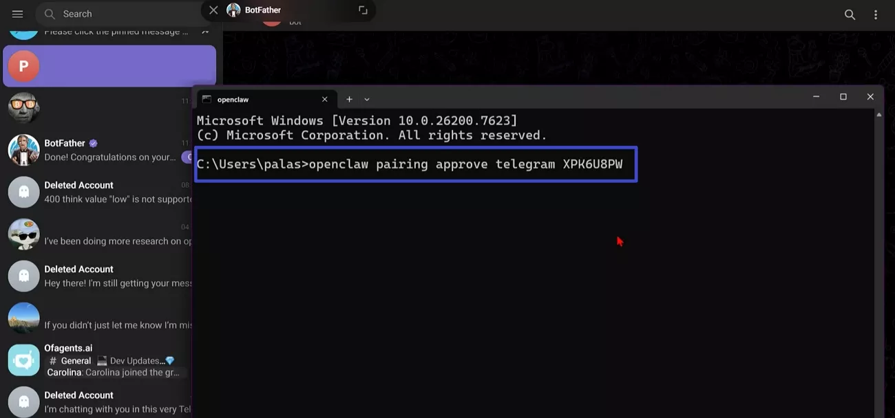 get openclaw approval user id telegram