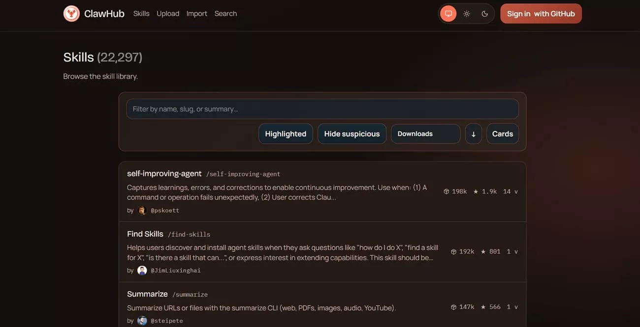 clawhub cli method install skills