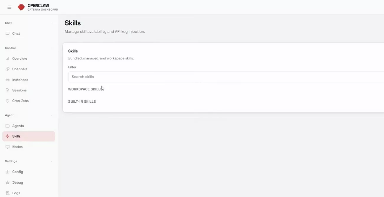 manually setup openclaw skills machine