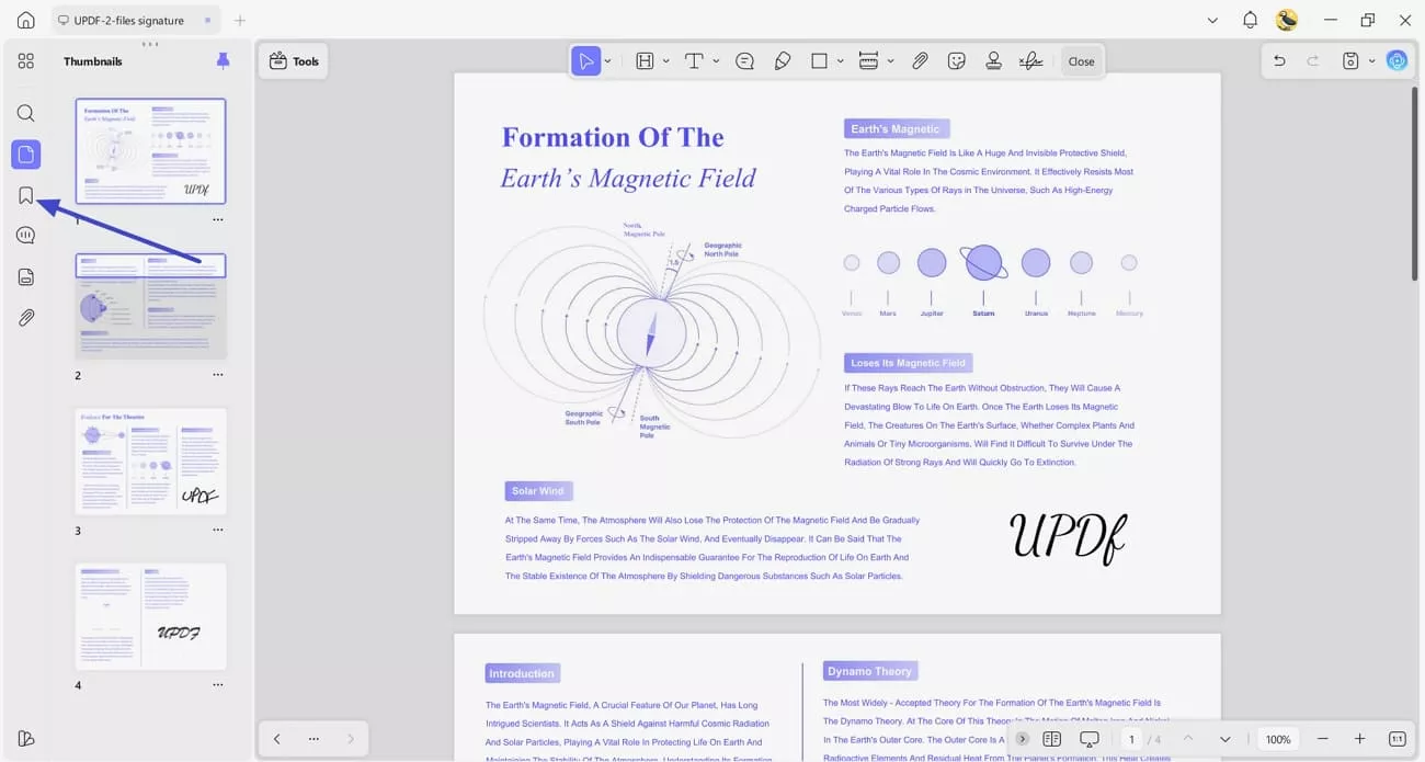 access bookmark feature updf