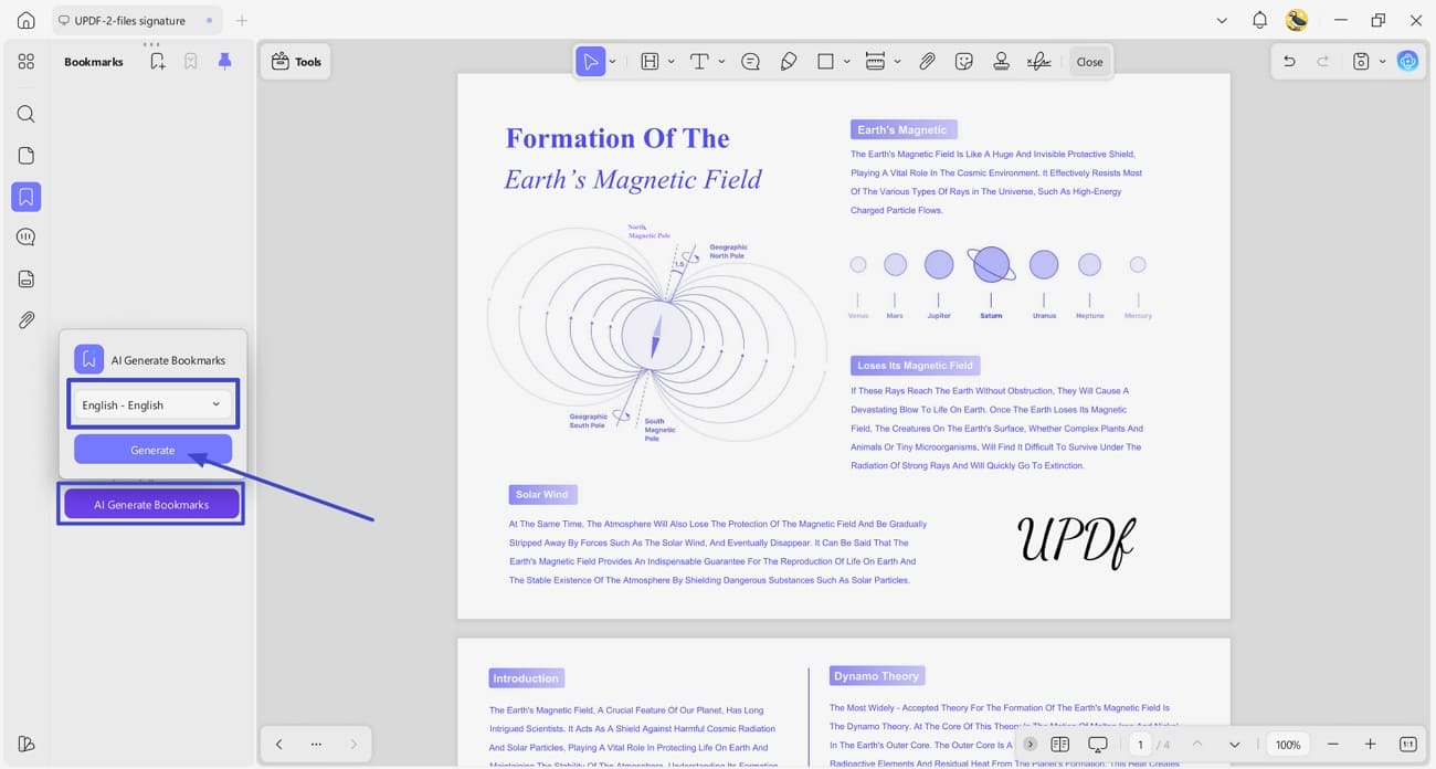  ai generate bookmarks updf