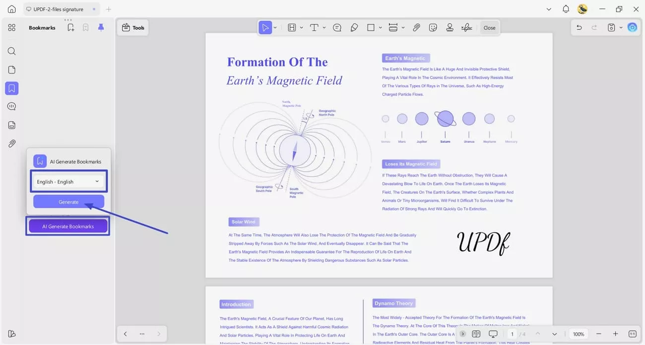  ai generate bookmarks updf