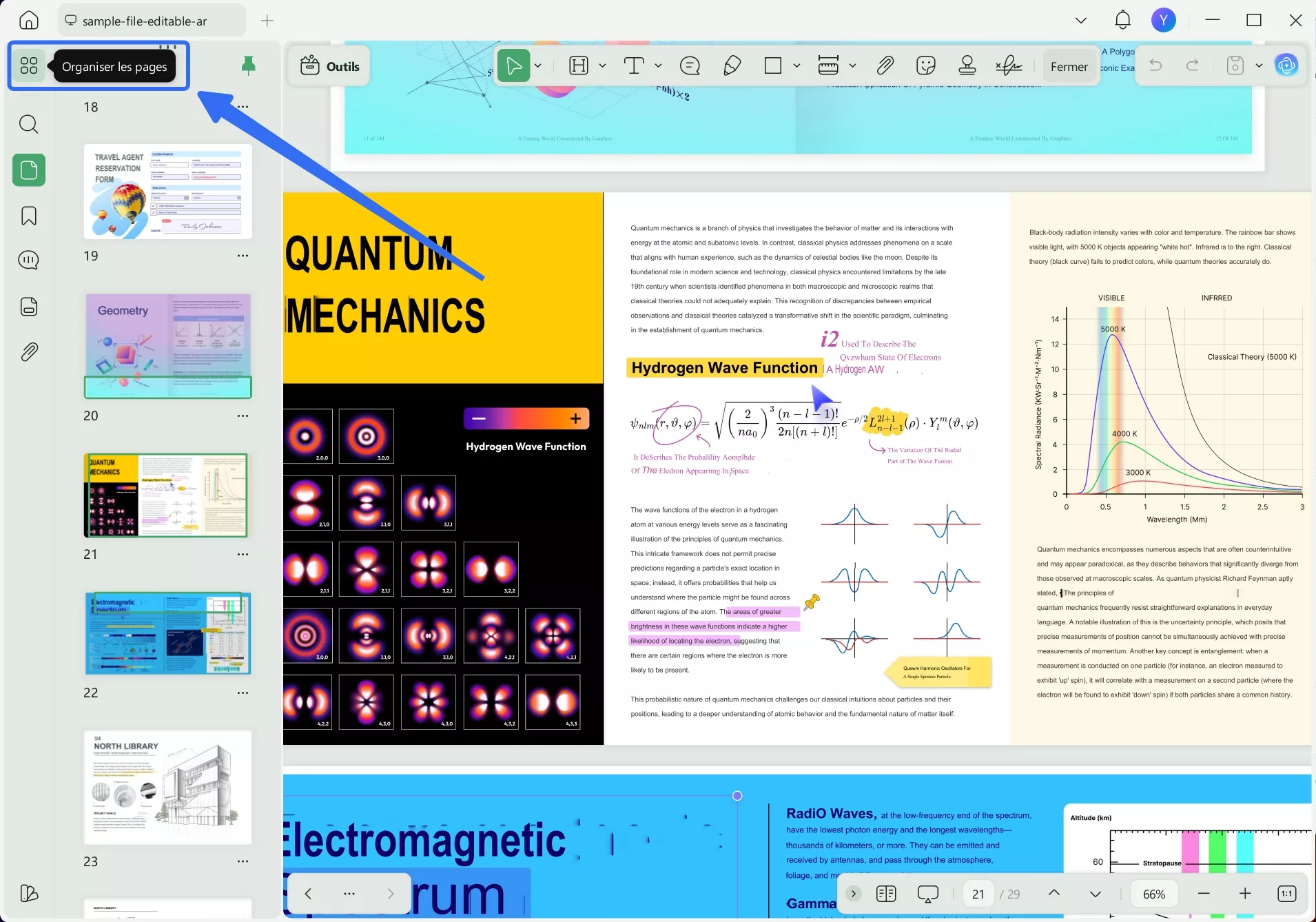 sélectionner organiser les pages