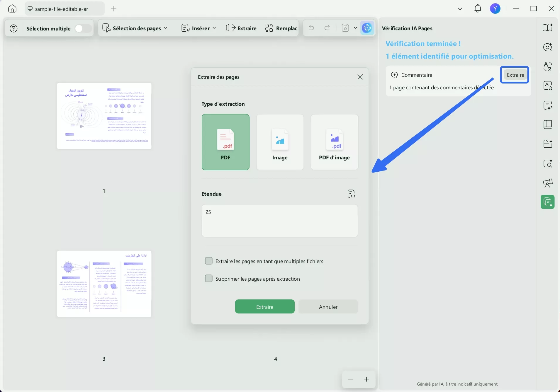 Cliquez sur Extraire et suivez les instructions.