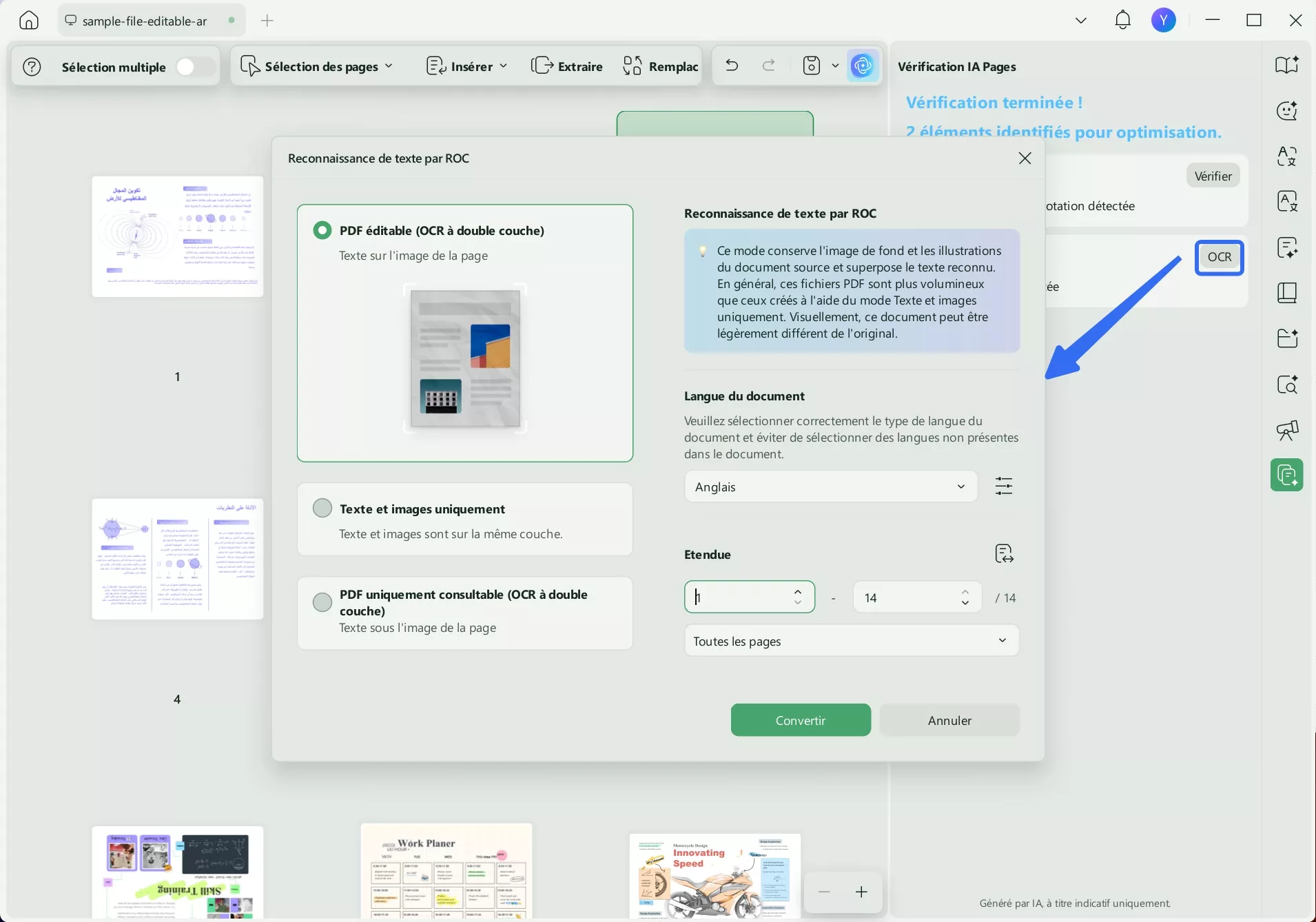 Cliquez sur OCR et suivez les instructions.