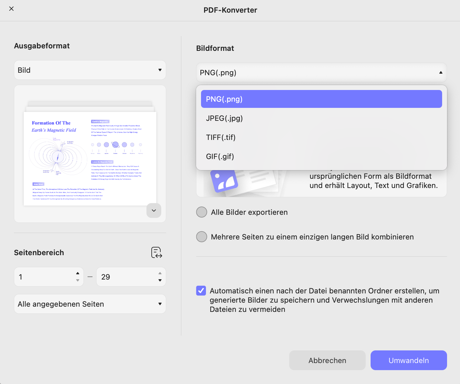 PDF-Datei in ein Bild umwandeln