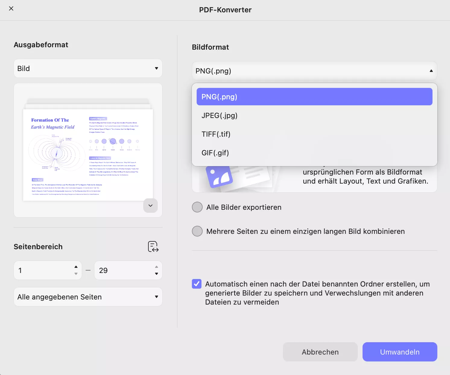 PDF-Datei in ein Bild umwandeln