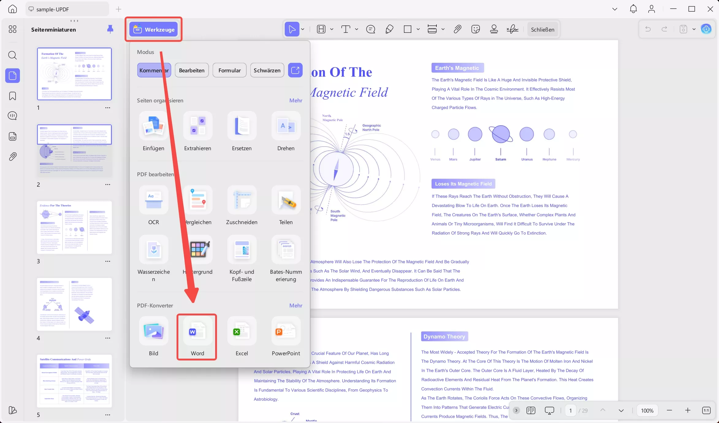 PDF unter Windows in Word exportieren, um Visio in UPDF in Word zu konvertieren
