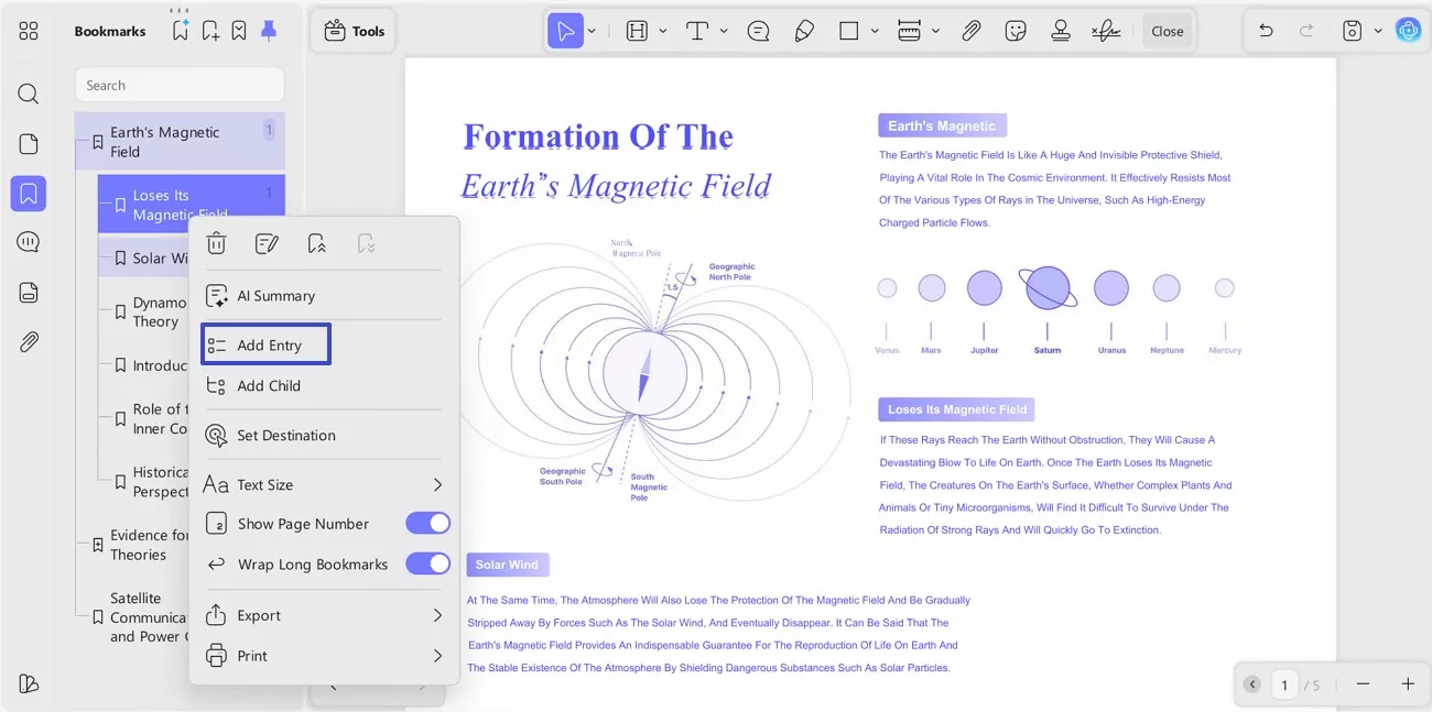 add a new bookmark entry