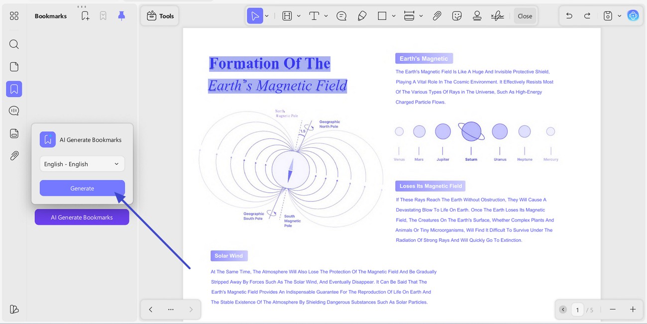 generate bookmark automatically in updf