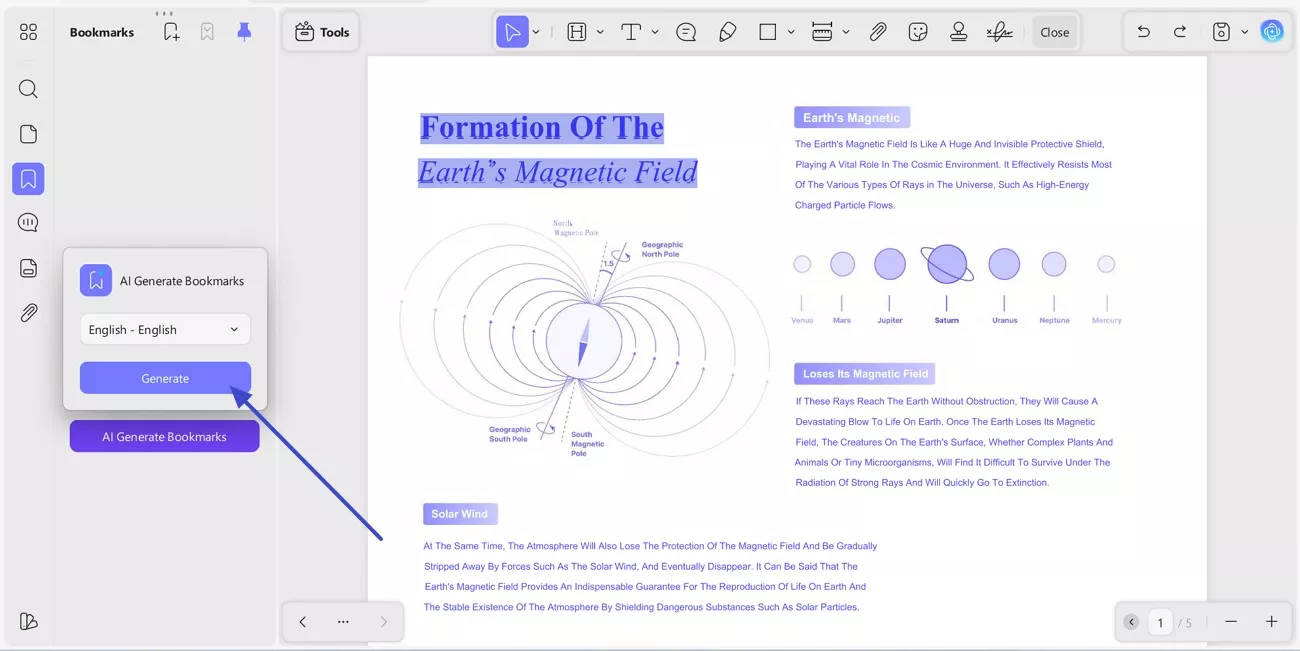 generate bookmark automatically in updf