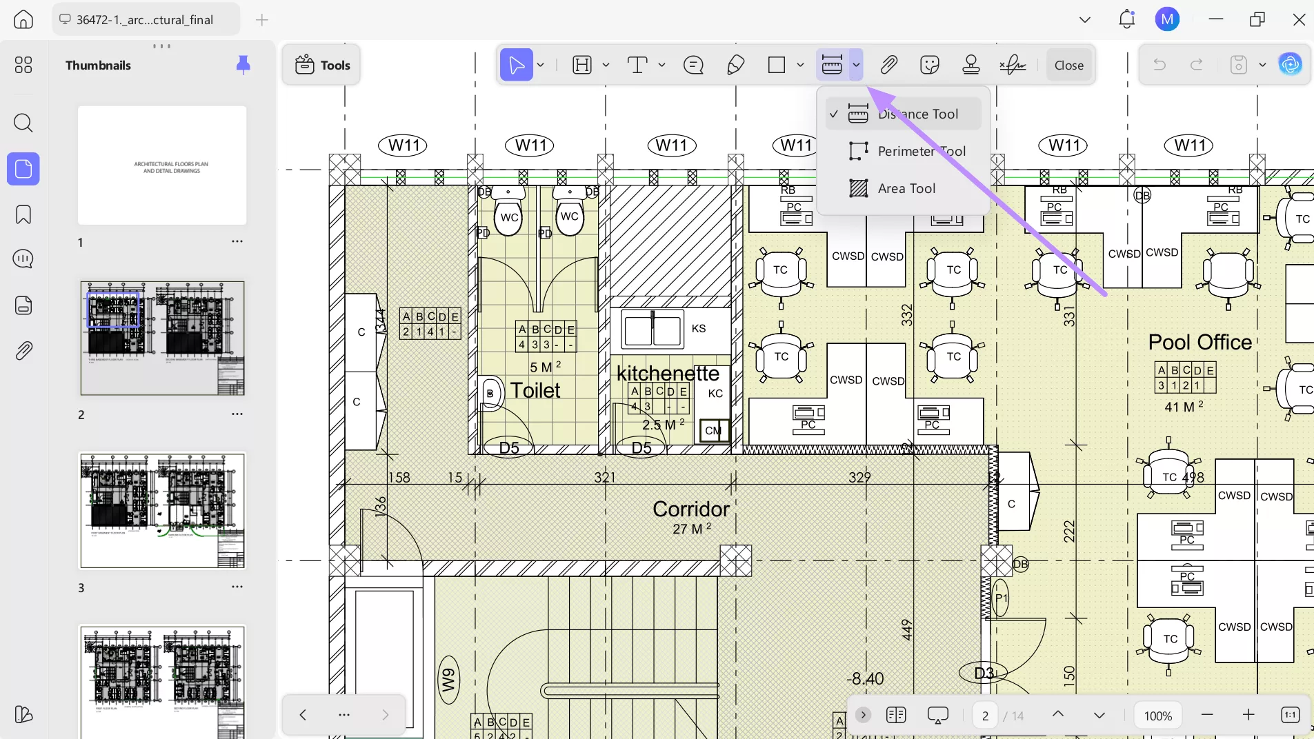 access the measurement tool