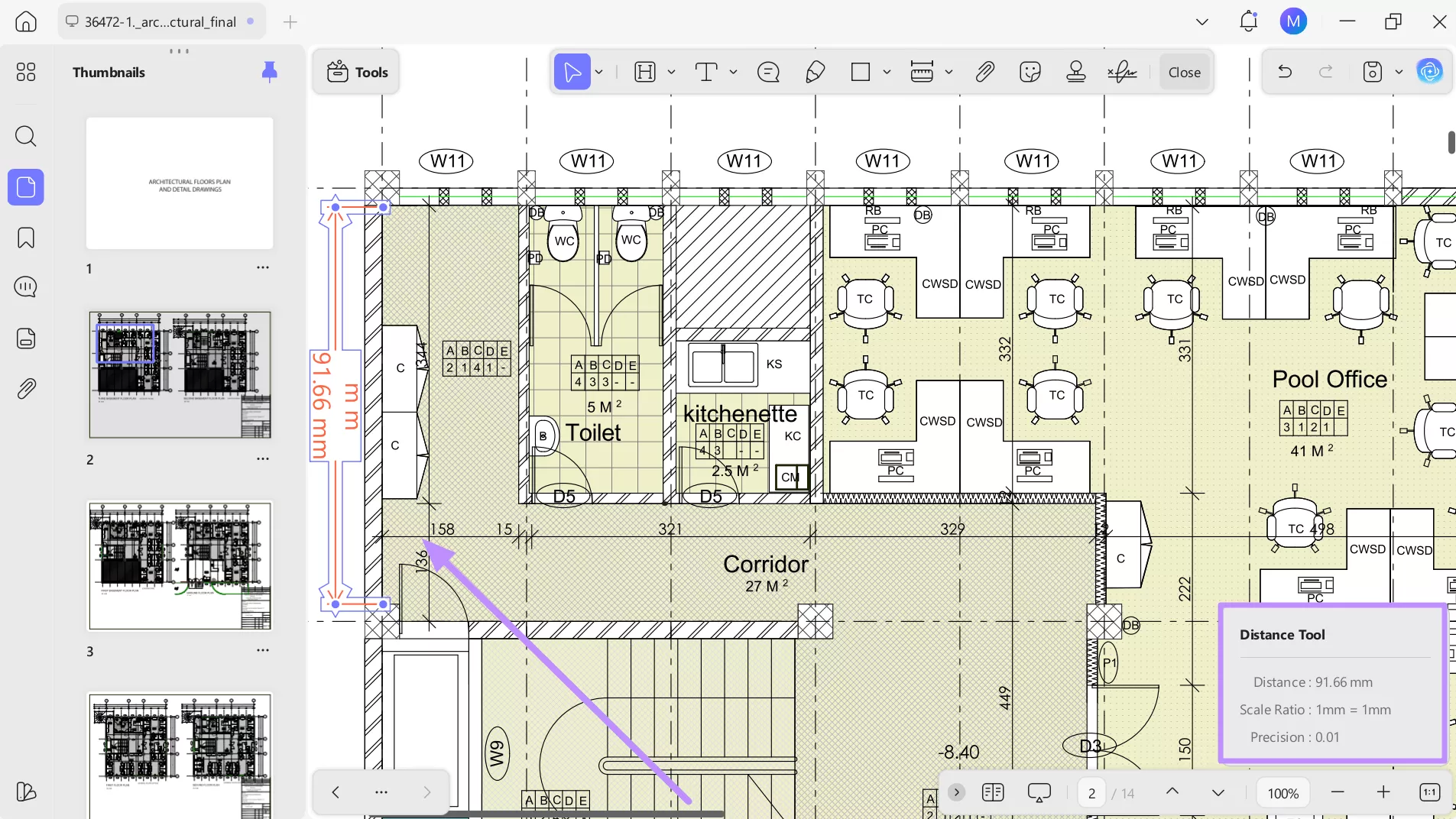 draw line to measure distance