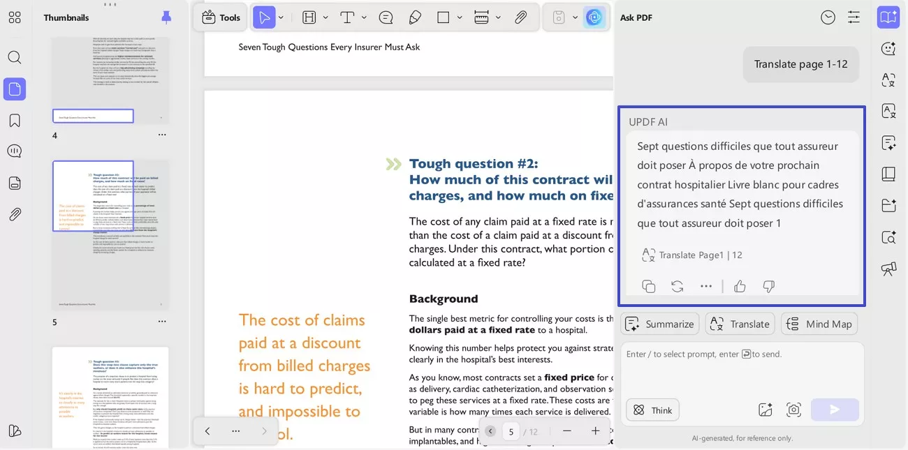 review the translated text