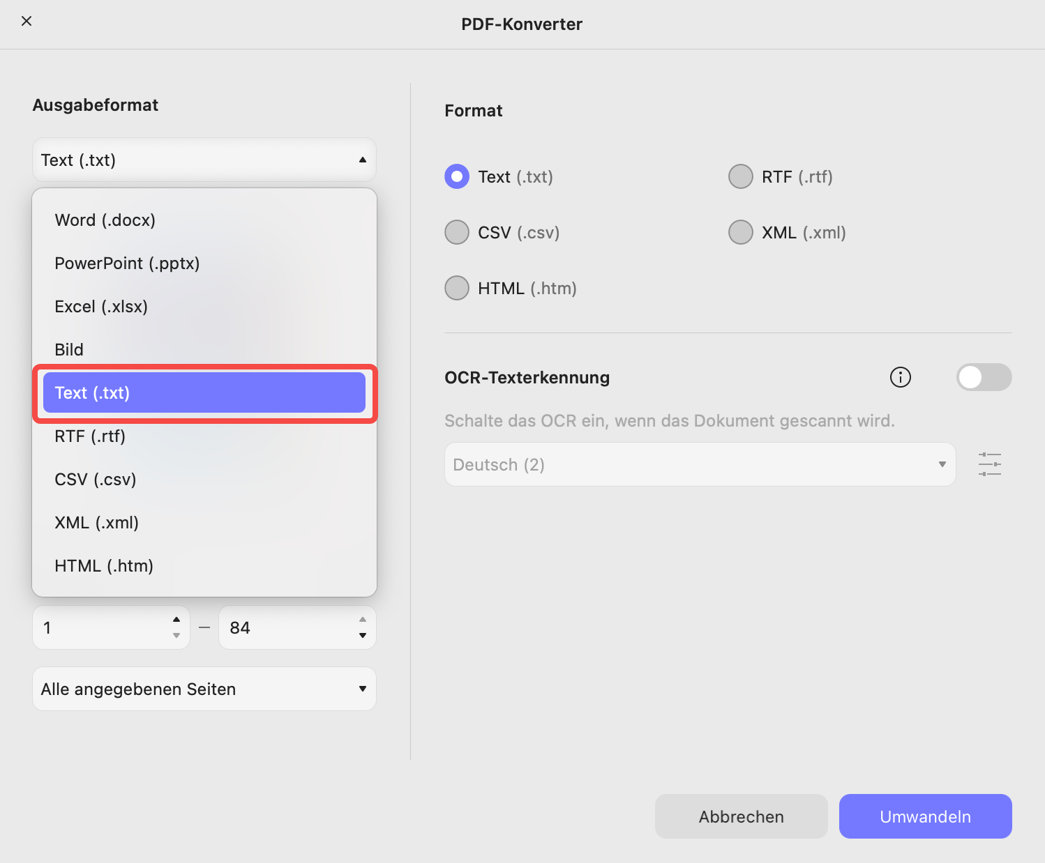 PDF in arabischen Text konvertieren und als PDF exportieren