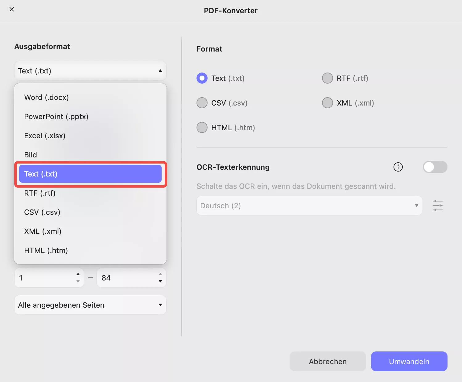 PDF in arabischen Text konvertieren und als PDF exportieren