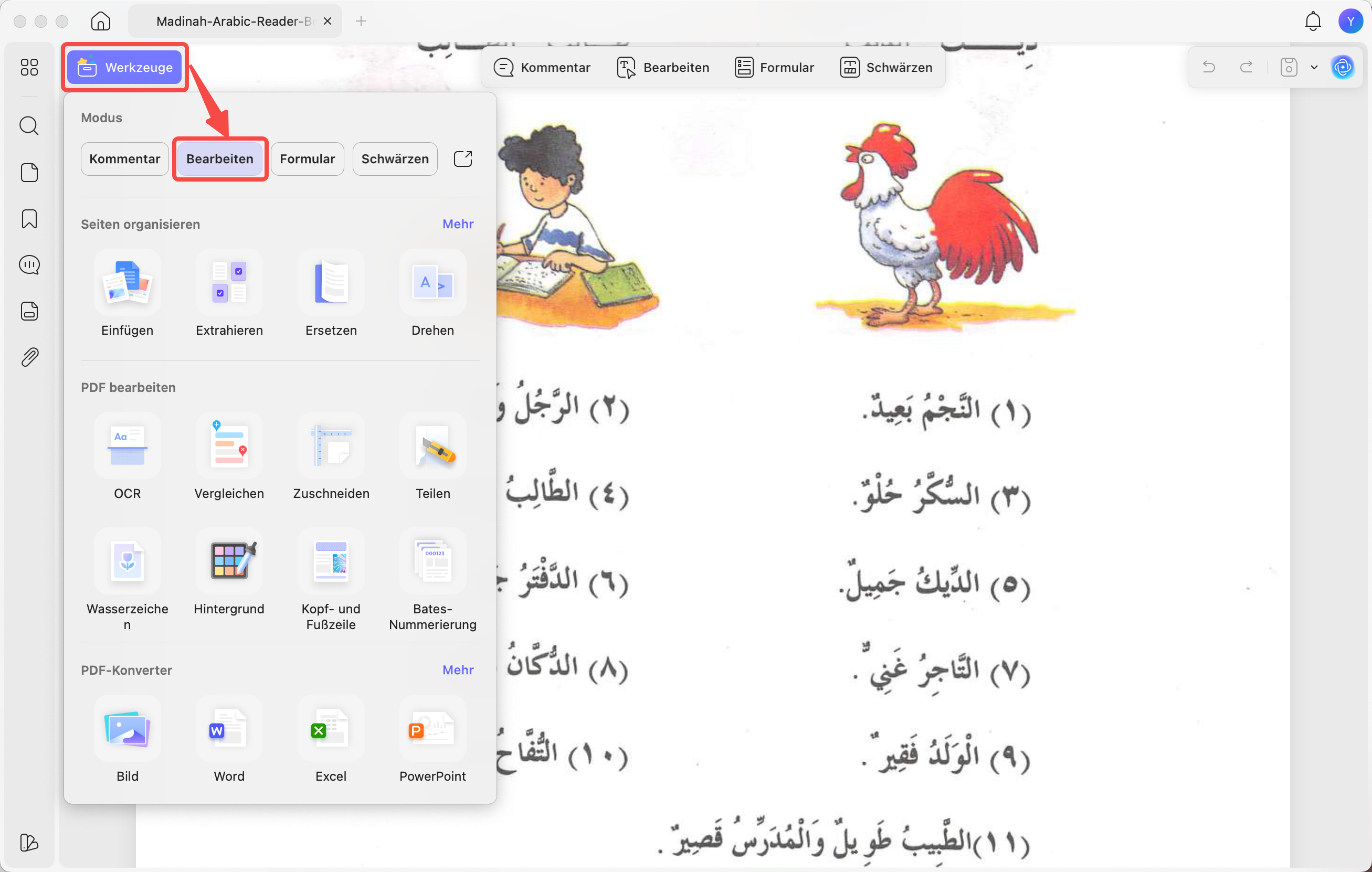 Arabisches PDF bearbeiten und aktualisieren