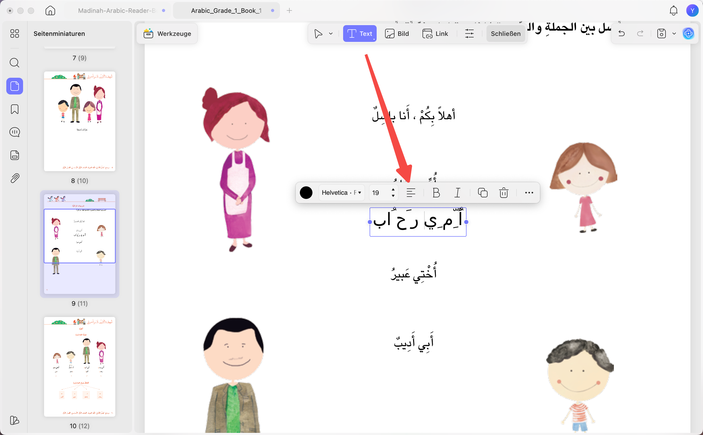 Arabischen Text zu PDF hinzufügen – updf