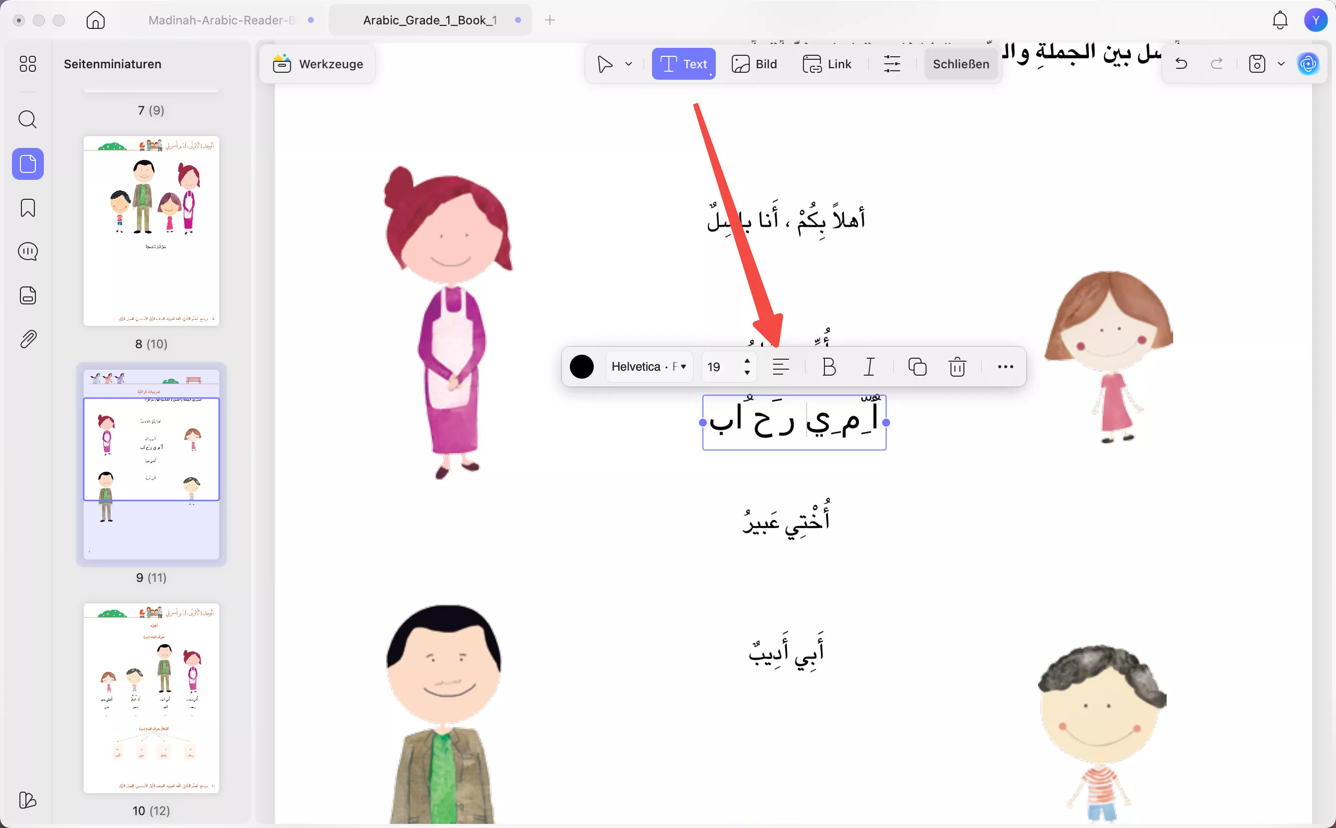 Arabischen Text zu PDF hinzufügen – updf