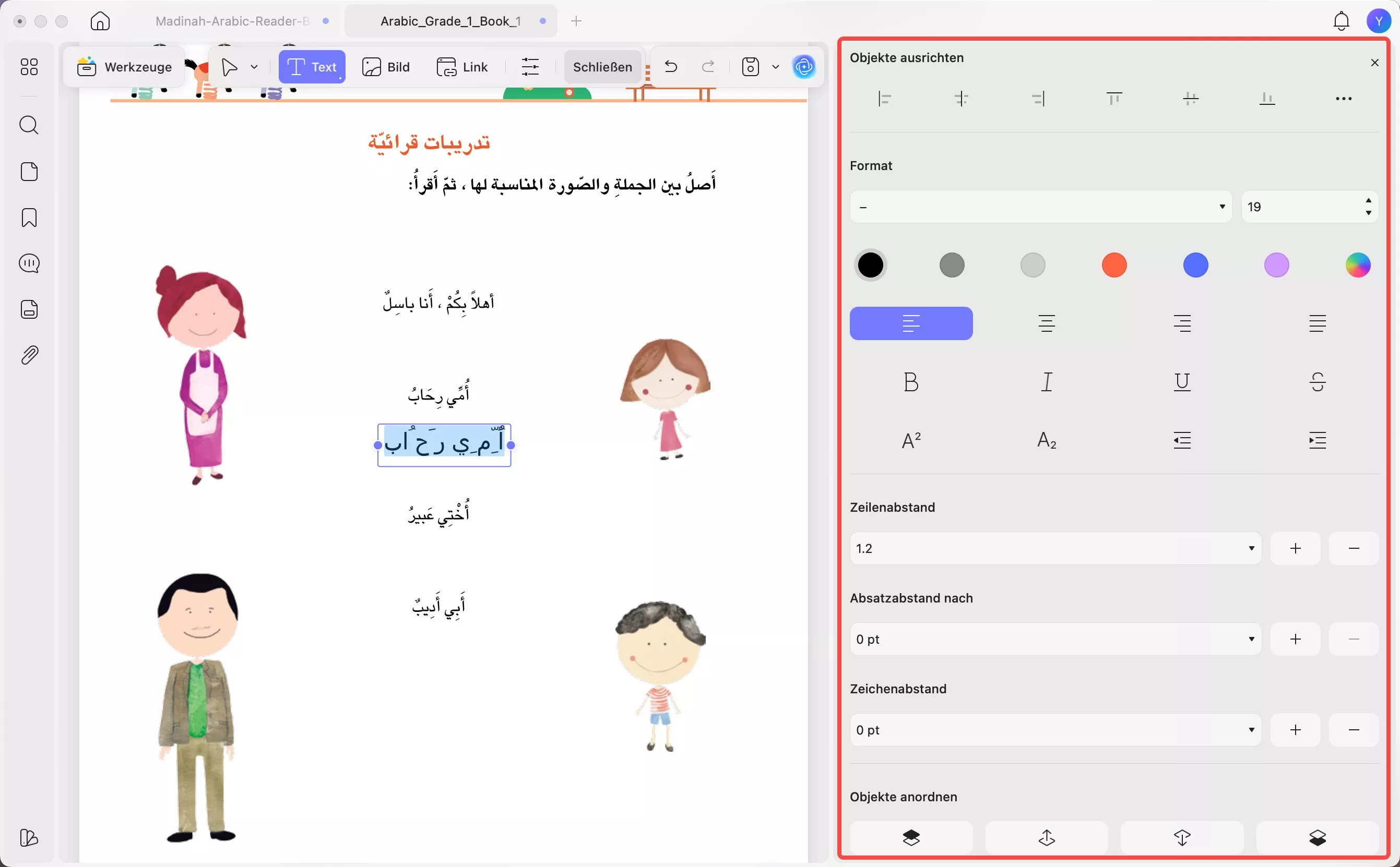 Eigenschaften bearbeiten – PDF für Arabisch