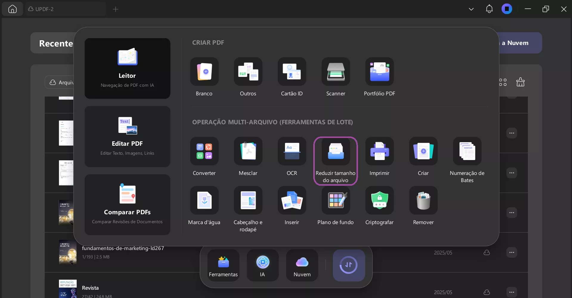 Reduzir Tamanho do Arquivo