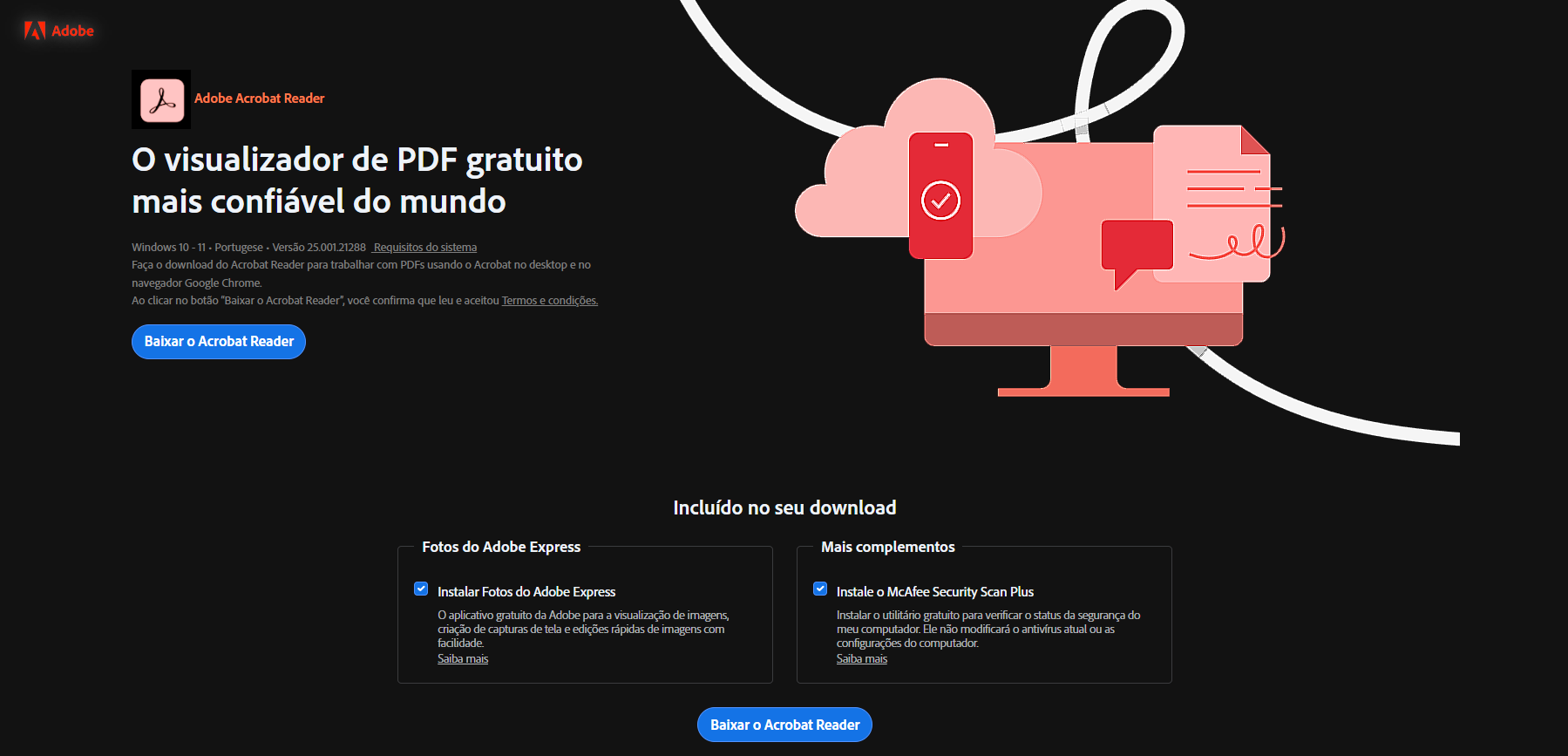 Reinstalar o Adobe Acrobat a partir do site