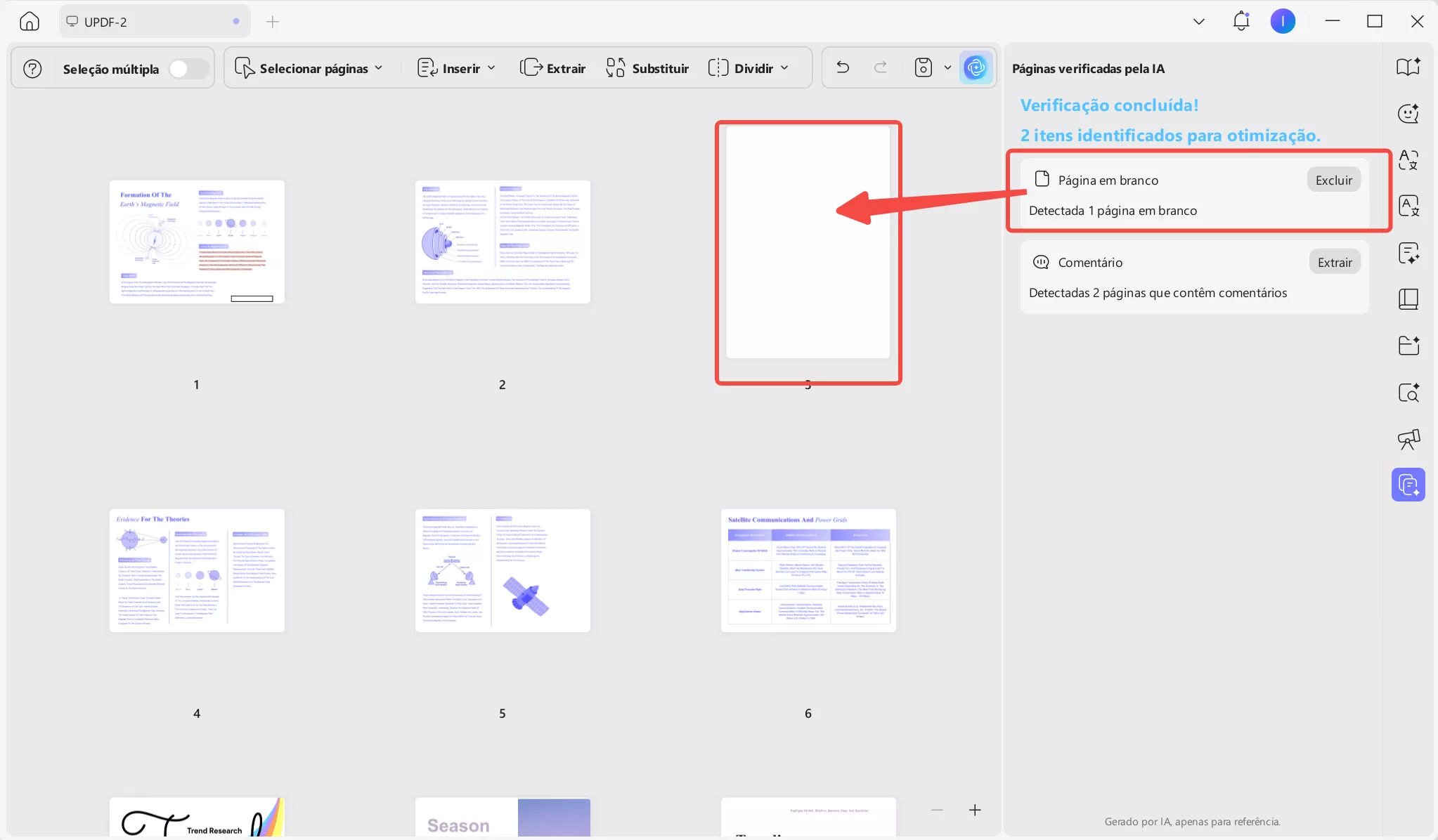 Vá para a página afetada